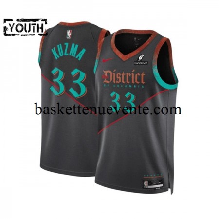 Maillot Basket Washington Wizards Kyle Kuzma 33 2023-2024 Nike City Edition Noir Swingman - Enfant